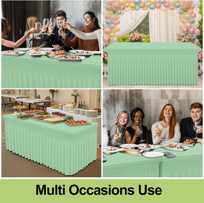 Spandex Tablecloth, Elastic Fitted Stretch Tablecloth for 6FT Rectangle Tables, Waterproof Washable Table Cover Skirt for Outdoor, Wedding, Banquet & Parties (Black, 72Lx30Wx30H Inch) - Colors B