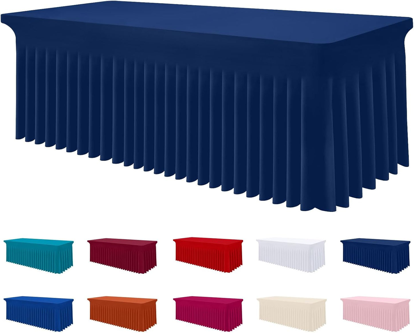 Spandex Tablecloth, Elastic Fitted Stretch Tablecloth for 6FT Rectangle Tables, Waterproof Washable Table Cover Skirt for Outdoor, Wedding, Banquet & Parties (Black, 72Lx30Wx30H Inch) - Colors B
