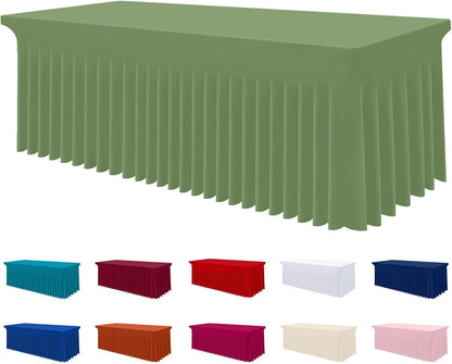 Spandex Tablecloth, Elastic Fitted Stretch Tablecloth for 6FT Rectangle Tables, Waterproof Washable Table Cover Skirt for Outdoor, Wedding, Banquet & Parties (Black, 72Lx30Wx30H Inch) - Colors B