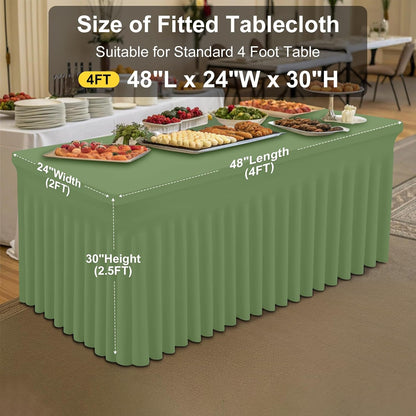 Spandex Tablecloth, Elastic Fitted Stretch Tablecloth for 6FT Rectangle Tables, Waterproof Washable Table Cover Skirt for Outdoor, Wedding, Banquet & Parties (Black, 72Lx30Wx30H Inch) - Colors B