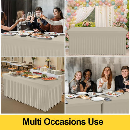 Spandex Tablecloth, Elastic Fitted Stretch Tablecloth for 6FT Rectangle Tables, Waterproof Washable Table Cover Skirt for Outdoor, Wedding, Banquet & Parties (Black, 72Lx30Wx30H Inch) - Colors B