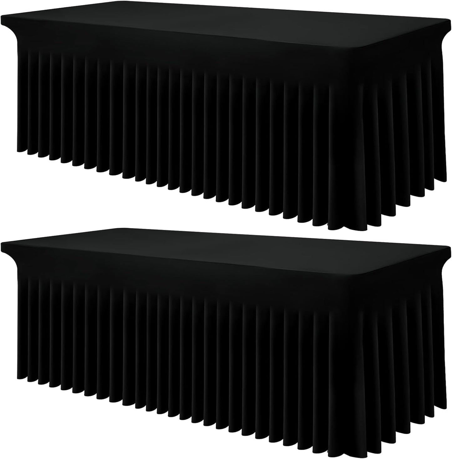 Spandex Tablecloth, Elastic Fitted Stretch Tablecloth for 6FT Rectangle Tables, Waterproof Washable Table Cover Skirt for Outdoor, Wedding, Banquet & Parties (Black, 72Lx30Wx30H Inch) - Colors B