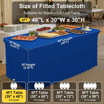 Spandex Tablecloth, Elastic Fitted Stretch Tablecloth for 6FT Rectangle Tables, Waterproof Washable Table Cover Skirt for Outdoor, Wedding, Banquet & Parties (Black, 72Lx30Wx30H Inch) - Colors B