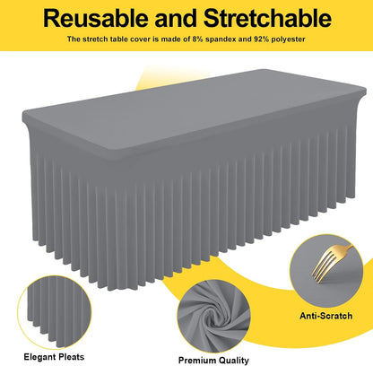Spandex Tablecloth, Elastic Fitted Stretch Tablecloth for 6FT Rectangle Tables, Waterproof Washable Table Cover Skirt for Outdoor, Wedding, Banquet & Parties (Black, 72Lx30Wx30H Inch) - Colors B