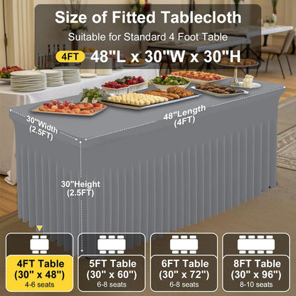 Spandex Tablecloth, Elastic Fitted Stretch Tablecloth for 6FT Rectangle Tables, Waterproof Washable Table Cover Skirt for Outdoor, Wedding, Banquet & Parties (Black, 72Lx30Wx30H Inch) - Colors B