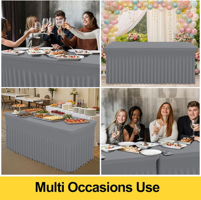Spandex Tablecloth, Elastic Fitted Stretch Tablecloth for 6FT Rectangle Tables, Waterproof Washable Table Cover Skirt for Outdoor, Wedding, Banquet & Parties (Black, 72Lx30Wx30H Inch) - Colors B