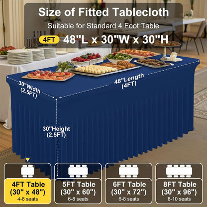 Spandex Tablecloth, Elastic Fitted Stretch Tablecloth for 6FT Rectangle Tables, Waterproof Washable Table Cover Skirt for Outdoor, Wedding, Banquet & Parties (Black, 72Lx30Wx30H Inch) - Colors B