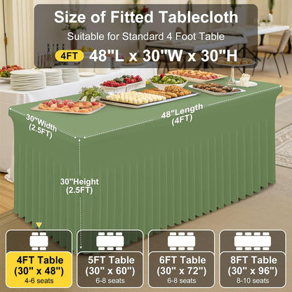Spandex Tablecloth, Elastic Fitted Stretch Tablecloth for 6FT Rectangle Tables, Waterproof Washable Table Cover Skirt for Outdoor, Wedding, Banquet & Parties (Black, 72Lx30Wx30H Inch) - Colors B