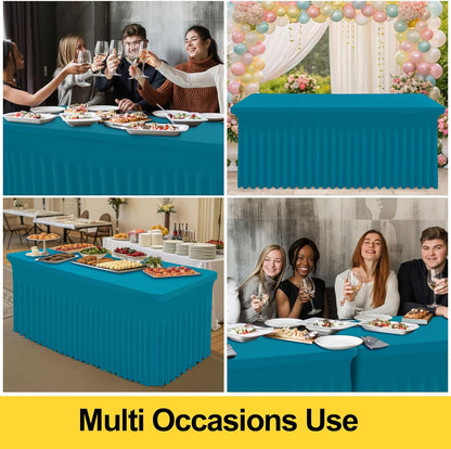 Spandex Tablecloth, Elastic Fitted Stretch Tablecloth for 6FT Rectangle Tables, Waterproof Washable Table Cover Skirt for Outdoor, Wedding, Banquet & Parties (Black, 72Lx30Wx30H Inch) - Colors B