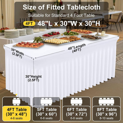 Spandex Tablecloth, Elastic Fitted Stretch Tablecloth for 6FT Rectangle Tables, Waterproof Washable Table Cover Skirt for Outdoor, Wedding, Banquet & Parties (Black, 72Lx30Wx30H Inch) - Colors B