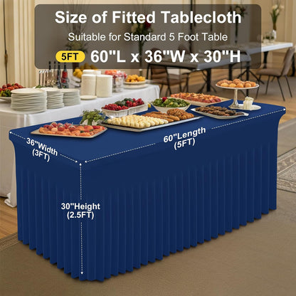 Spandex Tablecloth, Elastic Fitted Stretch Tablecloth for 6FT Rectangle Tables, Waterproof Washable Table Cover Skirt for Outdoor, Wedding, Banquet & Parties (Black, 72Lx30Wx30H Inch) - Colors B
