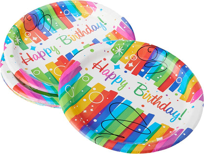 Multicolor Rainbow Ribbons Birthday Paper Party Hats (Pack Of 8) - Vibrant Paper Hats, Perfect For Kids & Adults - One Size Fits All
