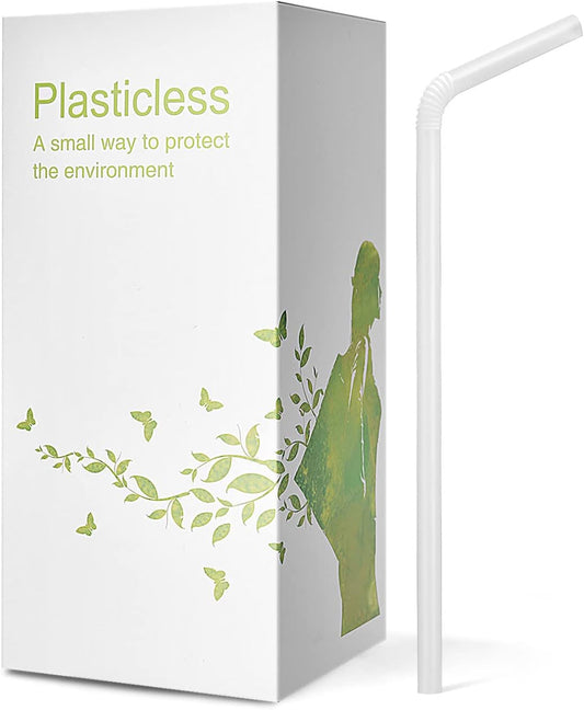 KTOB 200 Count Eco-friendly Bendable Compostable PLA Straws | 8.25" Plasticless Biodegradable Flexible Drinking Straws