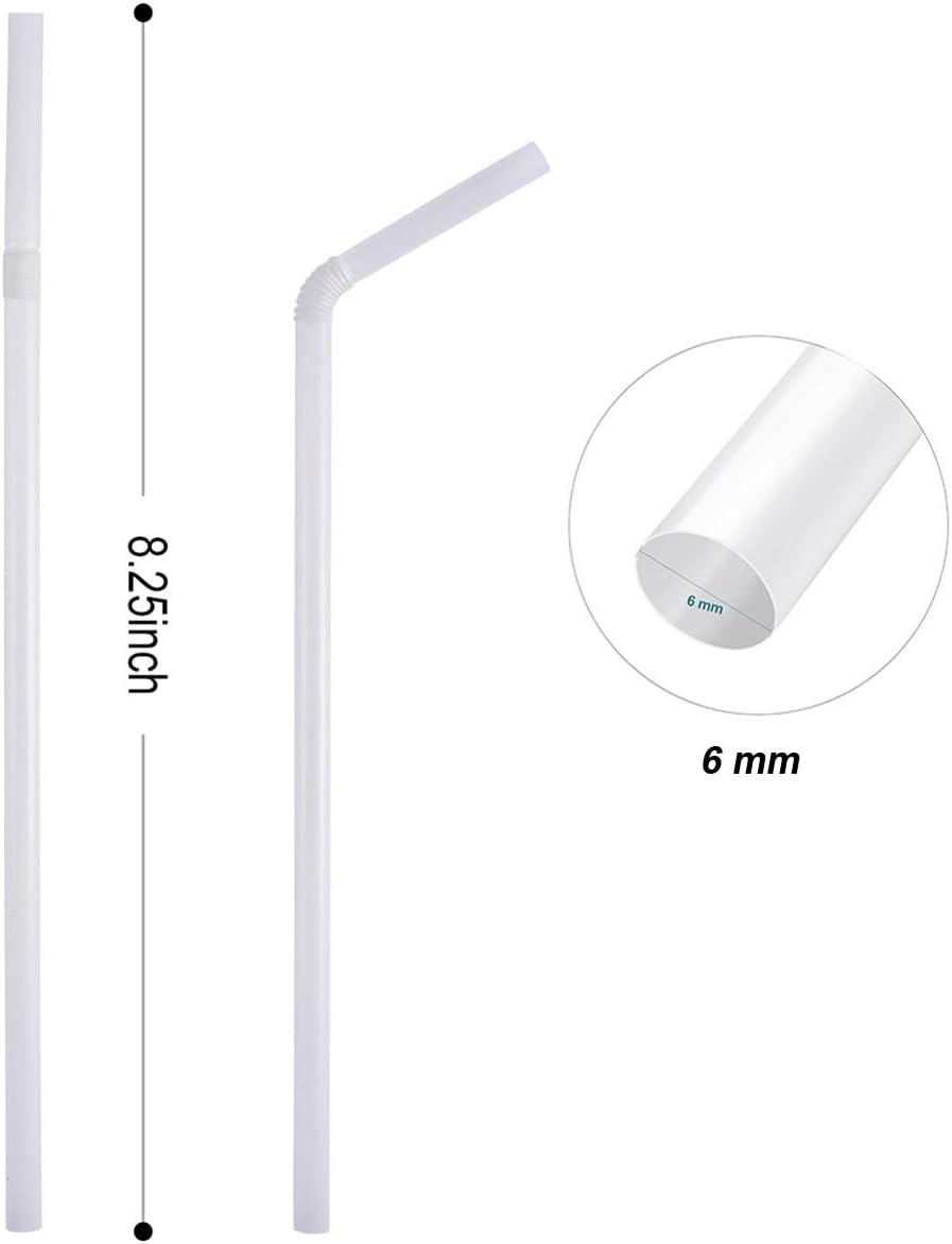 KTOB 200 Count Eco-friendly Bendable Compostable PLA Straws | 8.25" Plasticless Biodegradable Flexible Drinking Straws