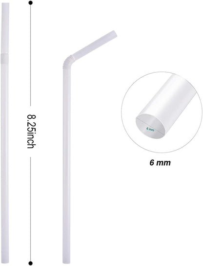 KTOB 200 Count Eco-friendly Bendable Compostable PLA Straws | 8.25" Plasticless Biodegradable Flexible Drinking Straws