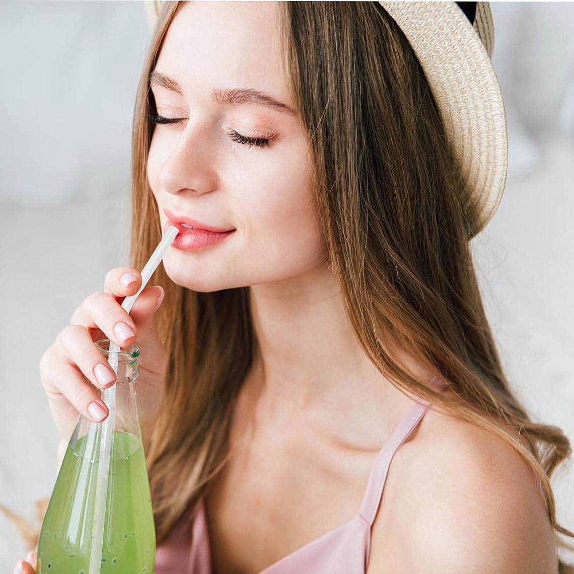 KTOB 200 Count Eco-friendly Bendable Compostable PLA Straws | 8.25" Plasticless Biodegradable Flexible Drinking Straws
